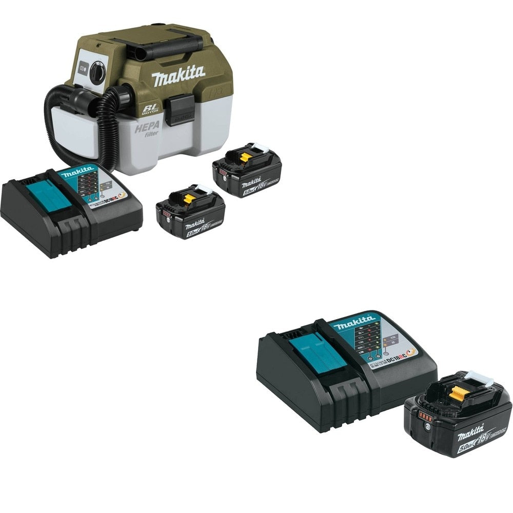 Makita ADCV11T Wet/Dry Vacuum Kit W/ BL1850BDC1 18V LXT Li-Ion Battery and Charger Starter Pack