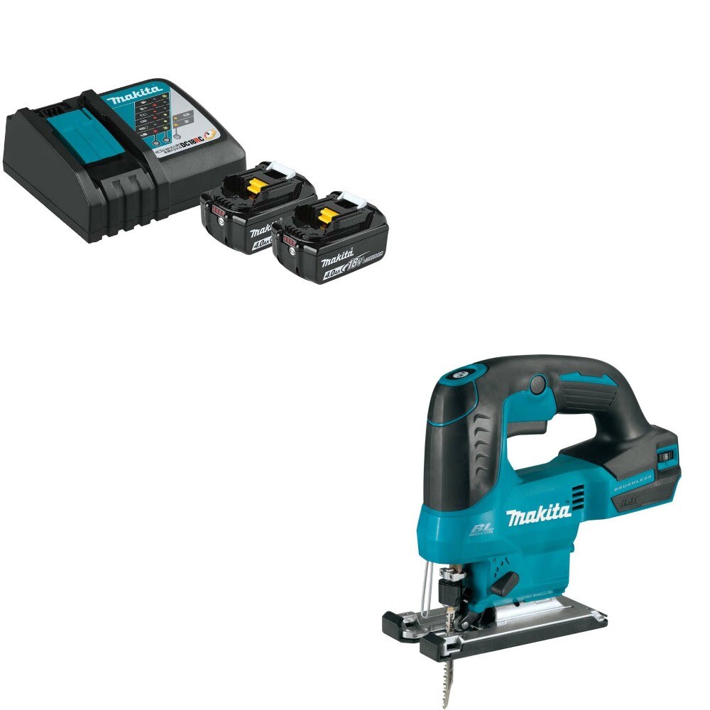 Makita BL1840BDC2X Battery & Charger Kit W/ FREE XVJ04Z Brushless Jig Saw