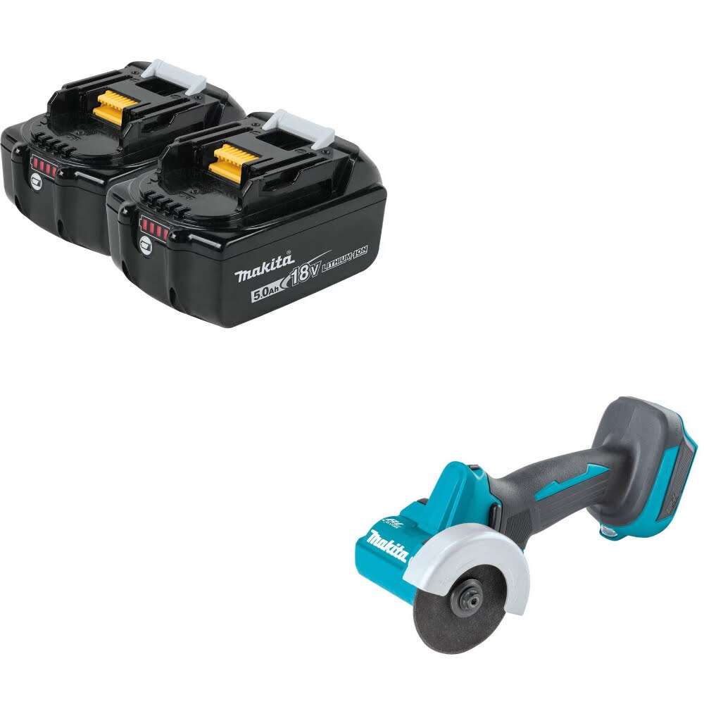 Makita BL1850B-2 18V 5.0Ah Battery, 2 Pack Kit W/ FREE XCM01Z 3" Cut-Off Tool