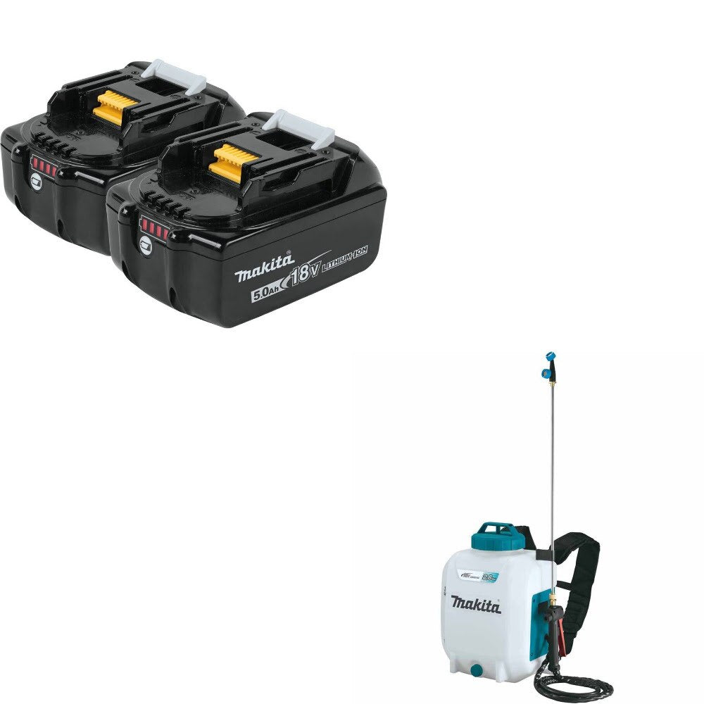 Makita BL1850B-2 18V 5.0Ah Battery, 2 Pack Kit W/ FREE XSU01Z 2.6 Gal Sprayer