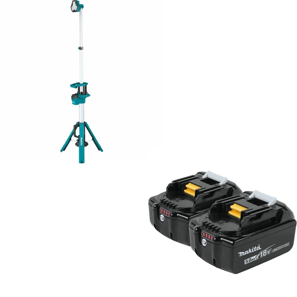 Makita DML813 18V LXT Lithium-Ion Cordless Tower Work Light W/ BL1850B-2 5.0Ah Battery, 2 Pack