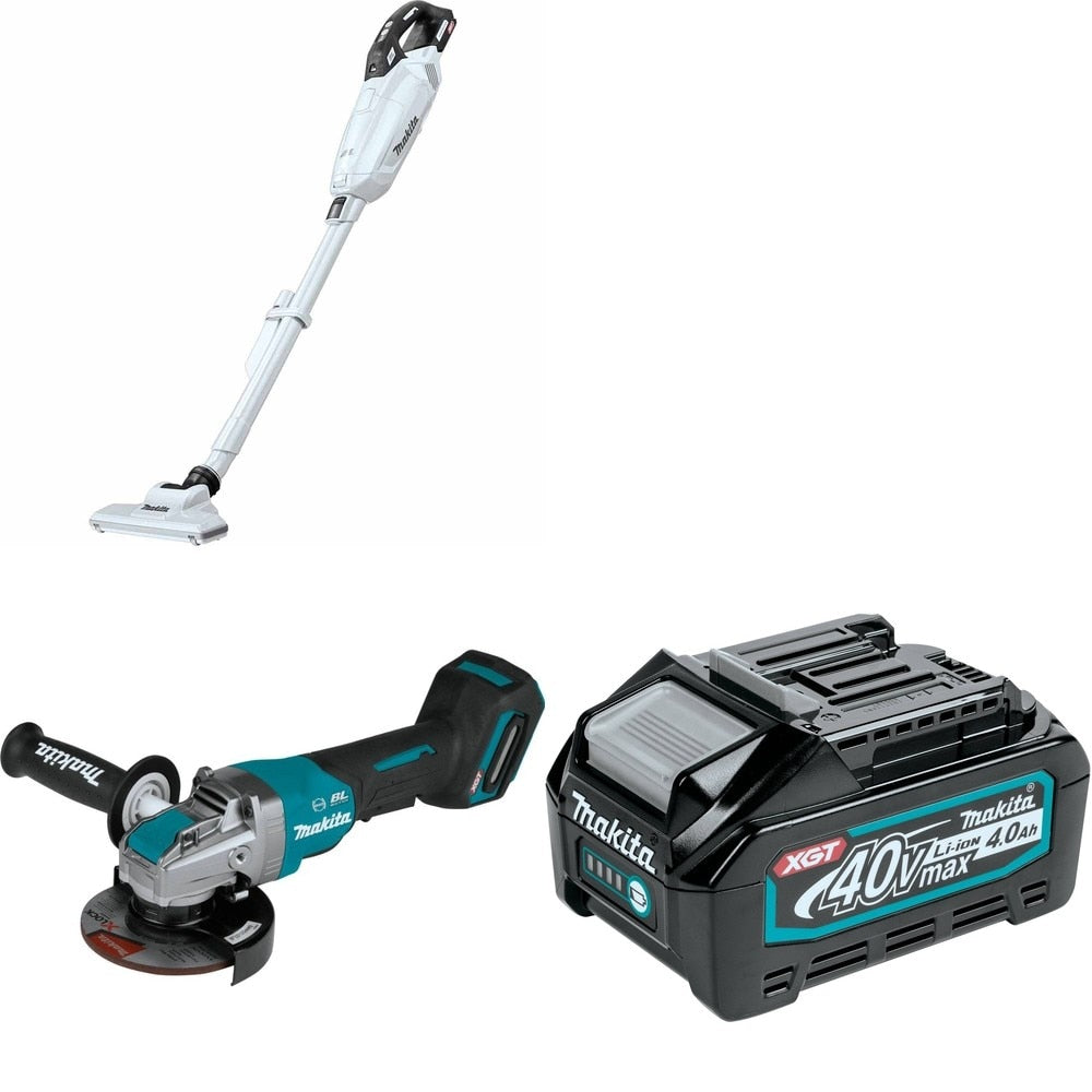Makita GAG13Z 4-1/2" / 5" W/ GLC02Z 4-Speed Compact Stick and BL4040 40V max XGT 4.0Ah Battery