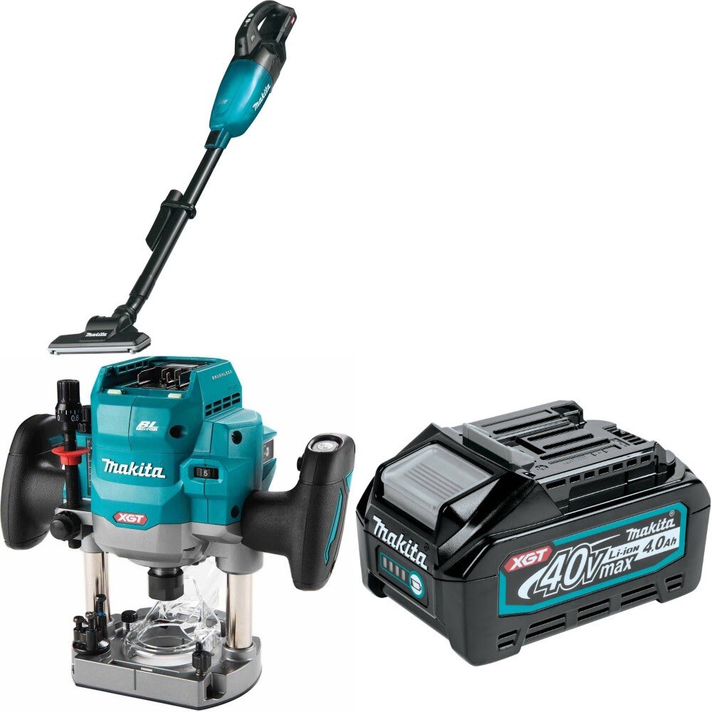 Makita Compact Vacuum Kit W/ Plunge Router and FREE 4.0Ah Battery