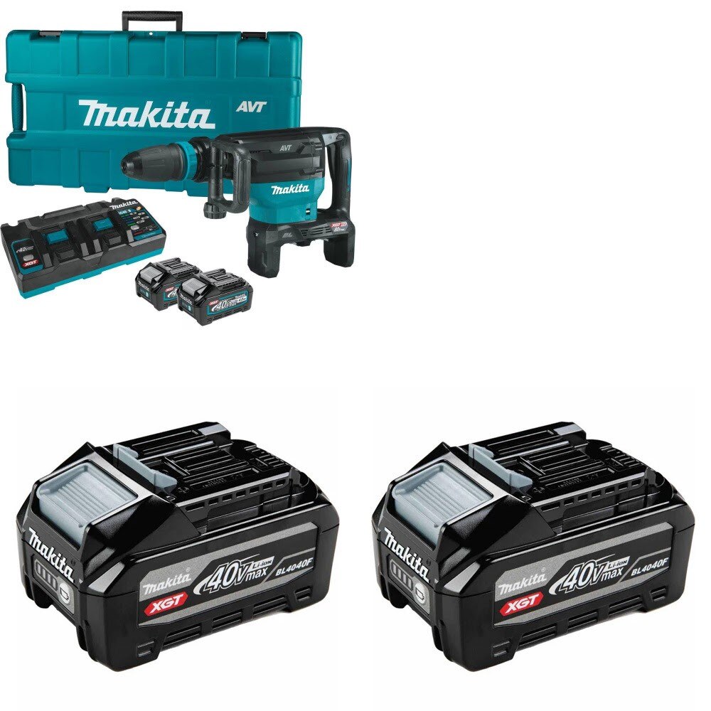 Makita GMH02PM 80V Demolition Hammer Kit W/ FREE BL4040F 4.0Ah Battery, 2 Pack