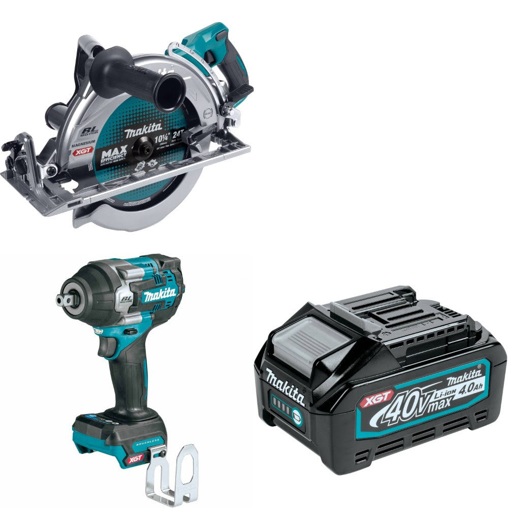 Makita Rear Handle Circular Saw Kit W/ Impact Wrench and FREE 4.0Ah Battery