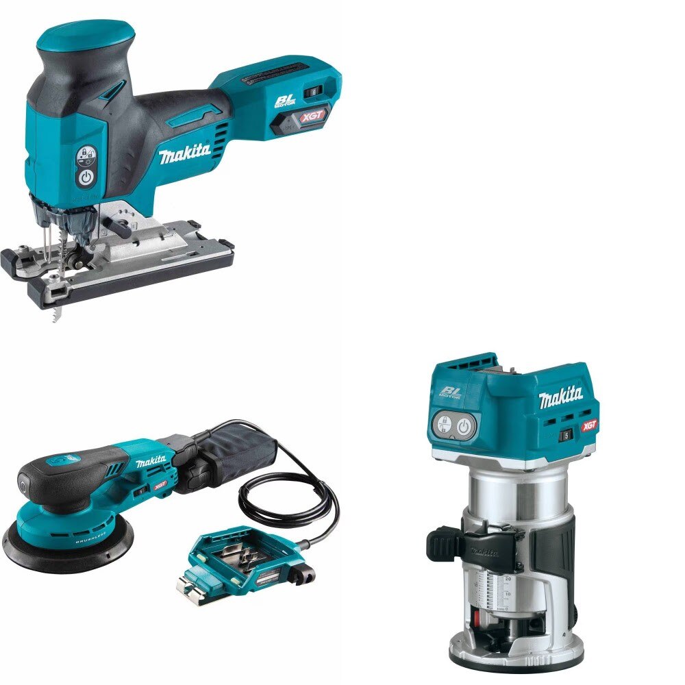 Makita GVJ01Z Barrel Grip Jig Saw Kit W/ GOB01CZ 6" Sander and FREE GTR01Z Router