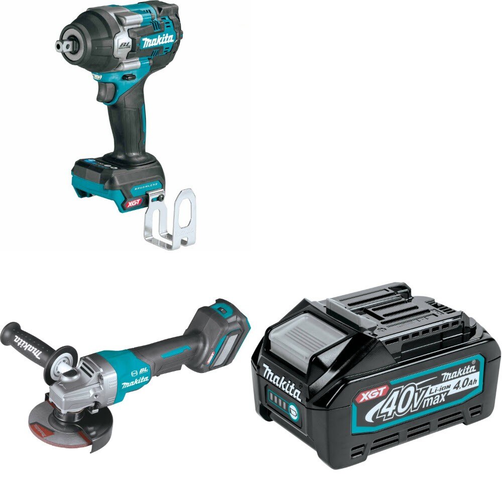 Makita GWT08Z Impact Wrench Kit W/ GAG06Z Grinder and FREE BL4040 Battery