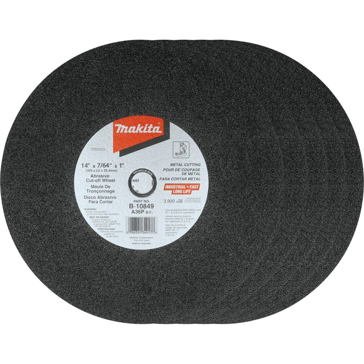 Makita B-10849-5 14" x 7/64" x 1" Abrasive Cut-Off Wheel for Ferrous Metal (5 Pack)
