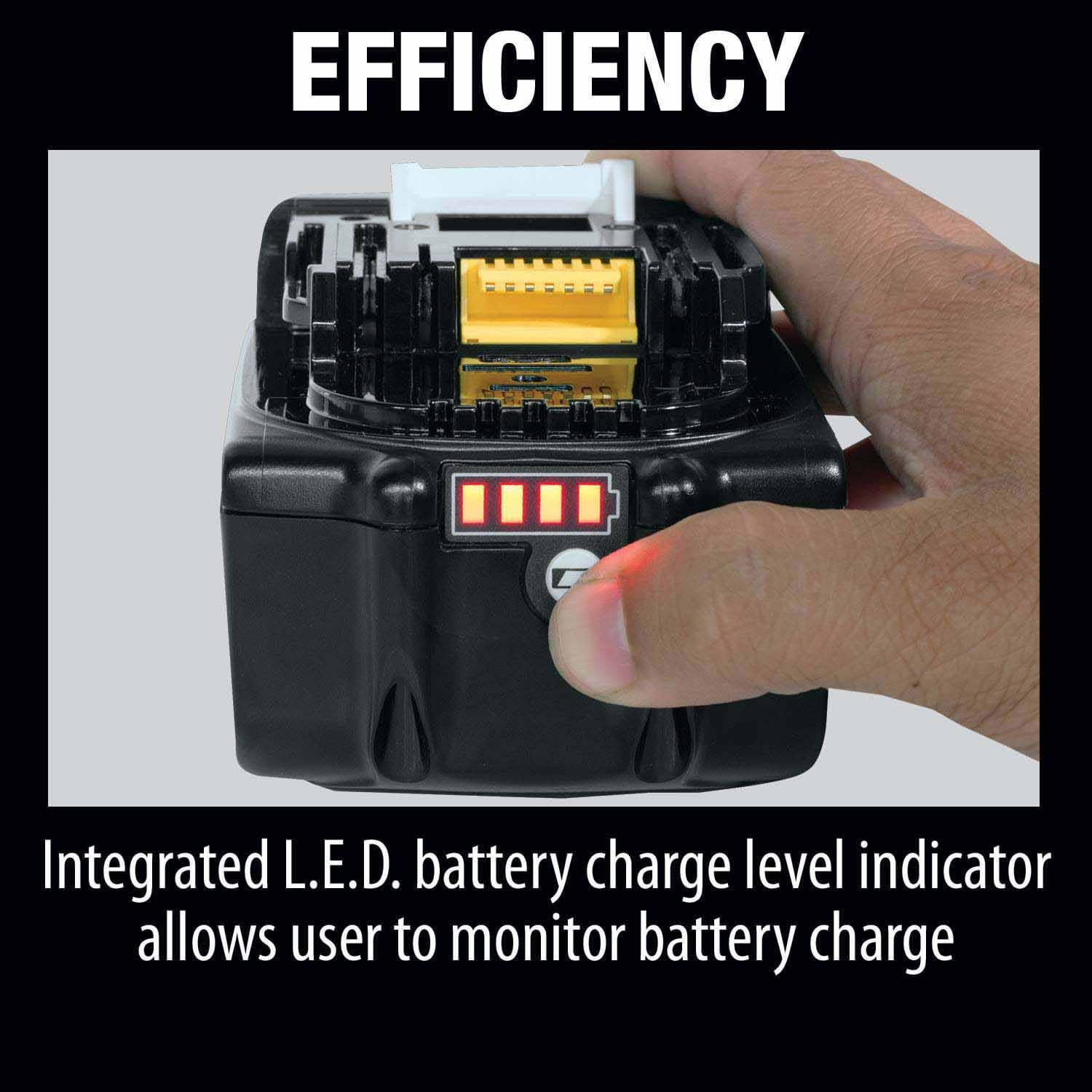 Makita BL1850BDC2X1 18V LXT Lithium-Ion Battery and Rapid Optimum Charger Starter Pack, 2ea. BL1850B, DC18RC, (5.0Ah) - 17