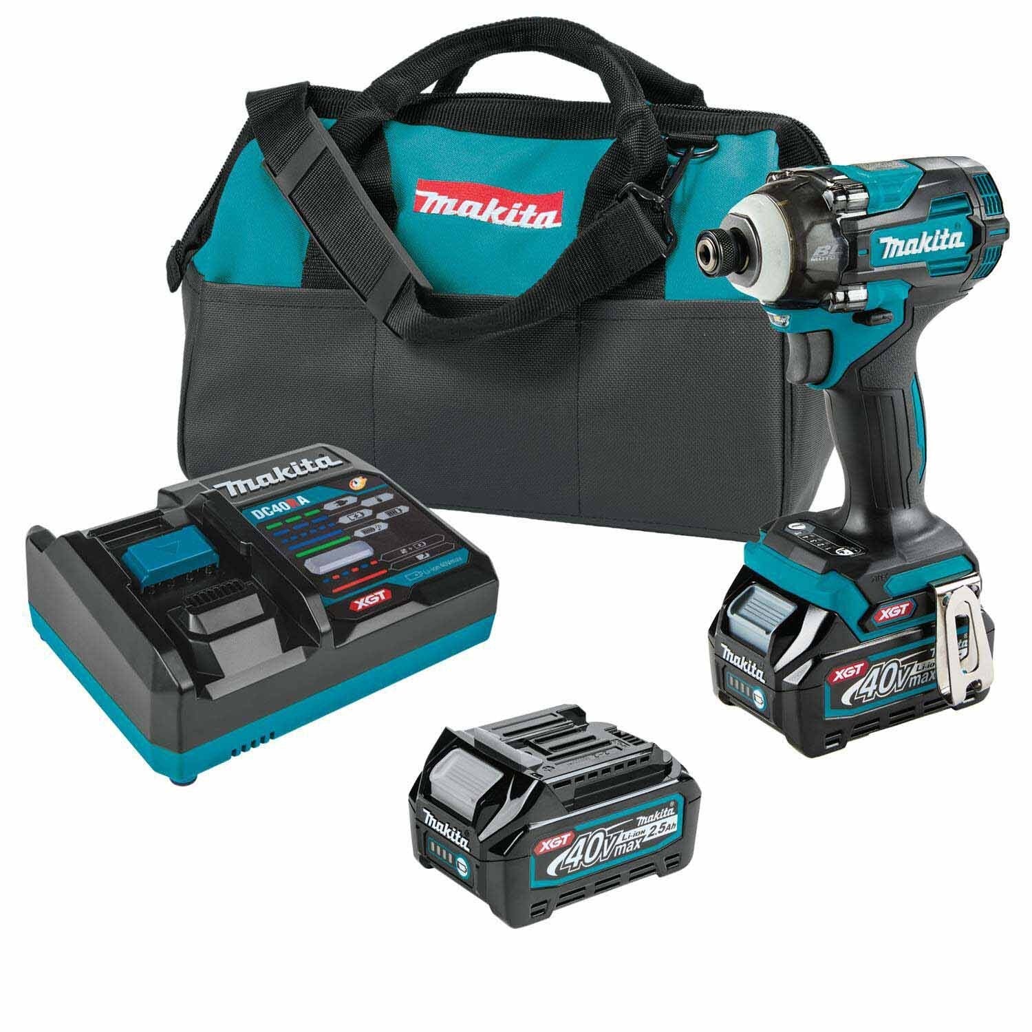 Makita GDT04D 40V max XGT Brushless High Torque 4-Speed Impact Driver Kit (2.5Ah Batteries)