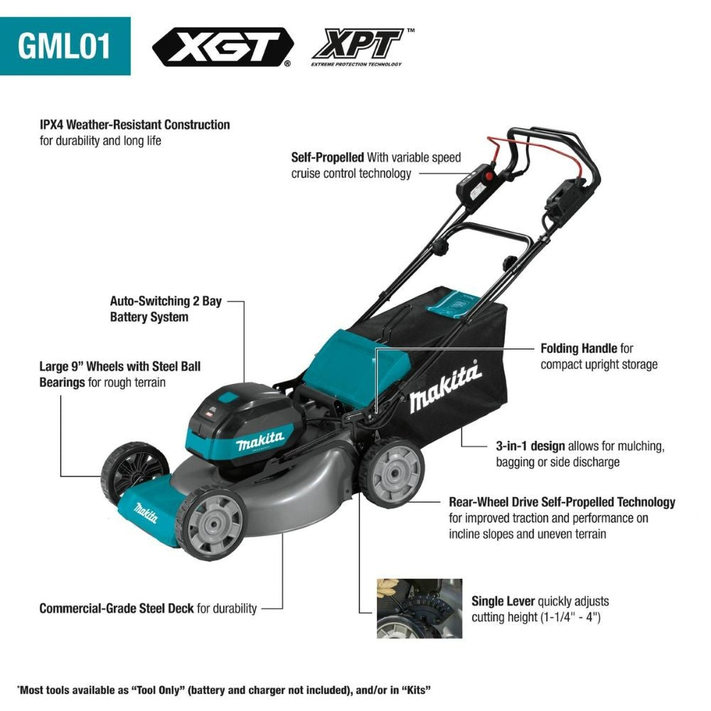 Makita GML01SM 40V max XGT Brushless 21" Self‑Propelled Commercial Lawn Mower Kit (4.0Ah) - 2