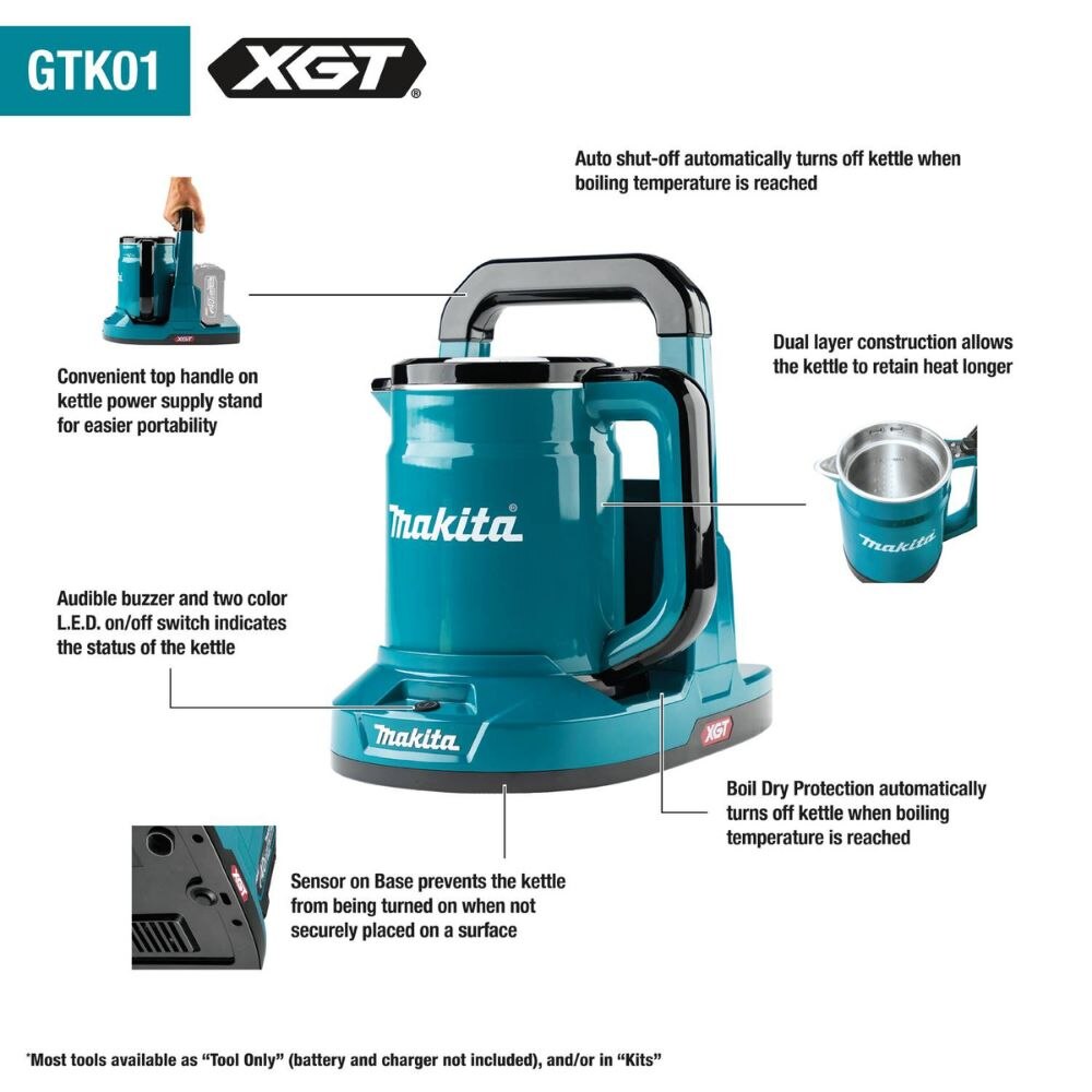 Makita GTK01Z 40V max XGT Hot Water Kettle, Tool Only - 2