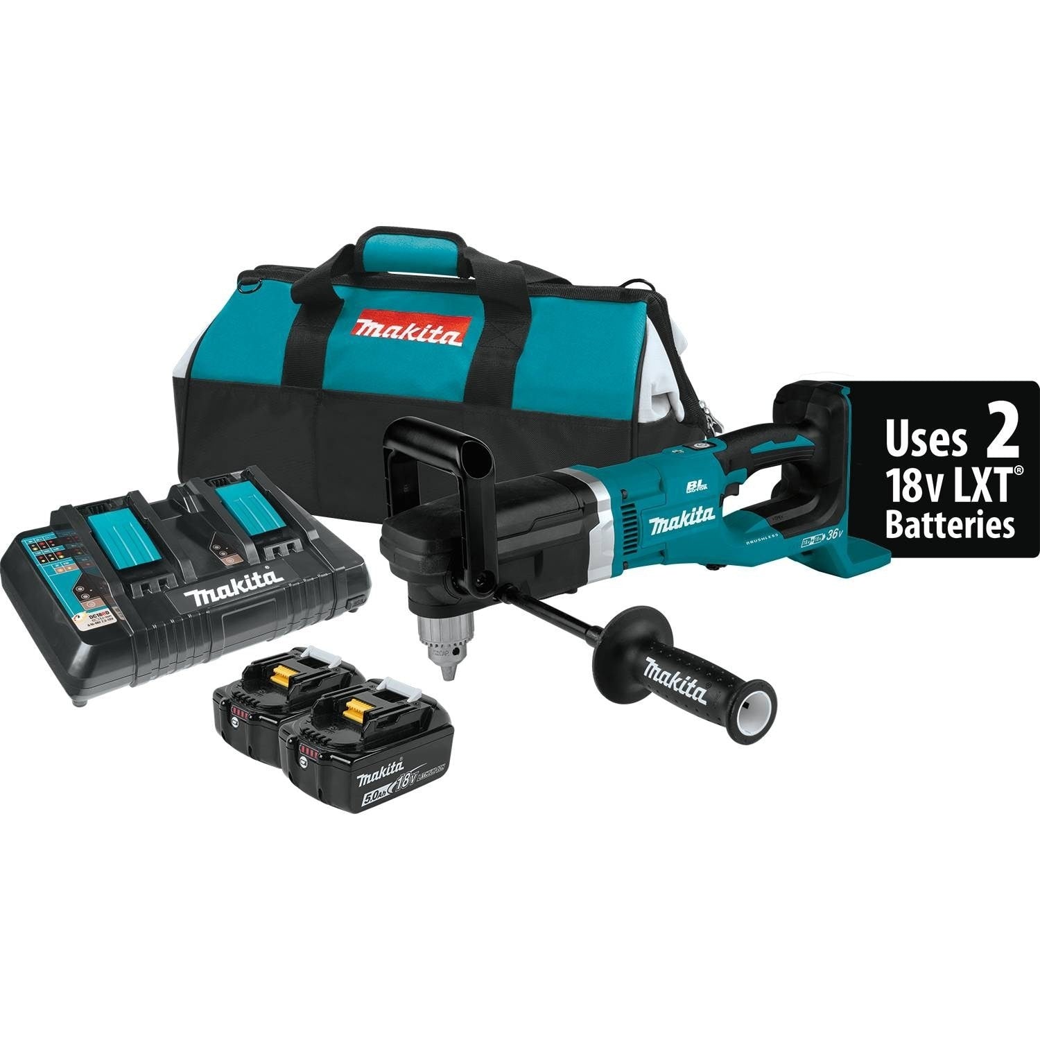 Makita XAD03PT 18V X2 LXT Lithium‑Ion Brushless Cordless 1/2" Right Angle Drill Kit
