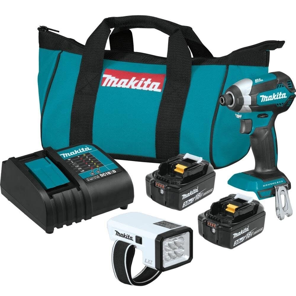 Makita XDT131X2 18V LXT Lithium-Ion Brushless Cordless 2 Pc. Combo Kit, XDT13Z, DML186W, bag (3.0Ah)