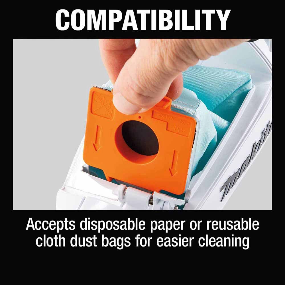 Makita XLC10R1W 18V LXT Lithium-ion Compact Brushless Cordless 4 -Speed Vacuum Kit, w/ Push Button and Dust Bag (2.0Ah) - 10