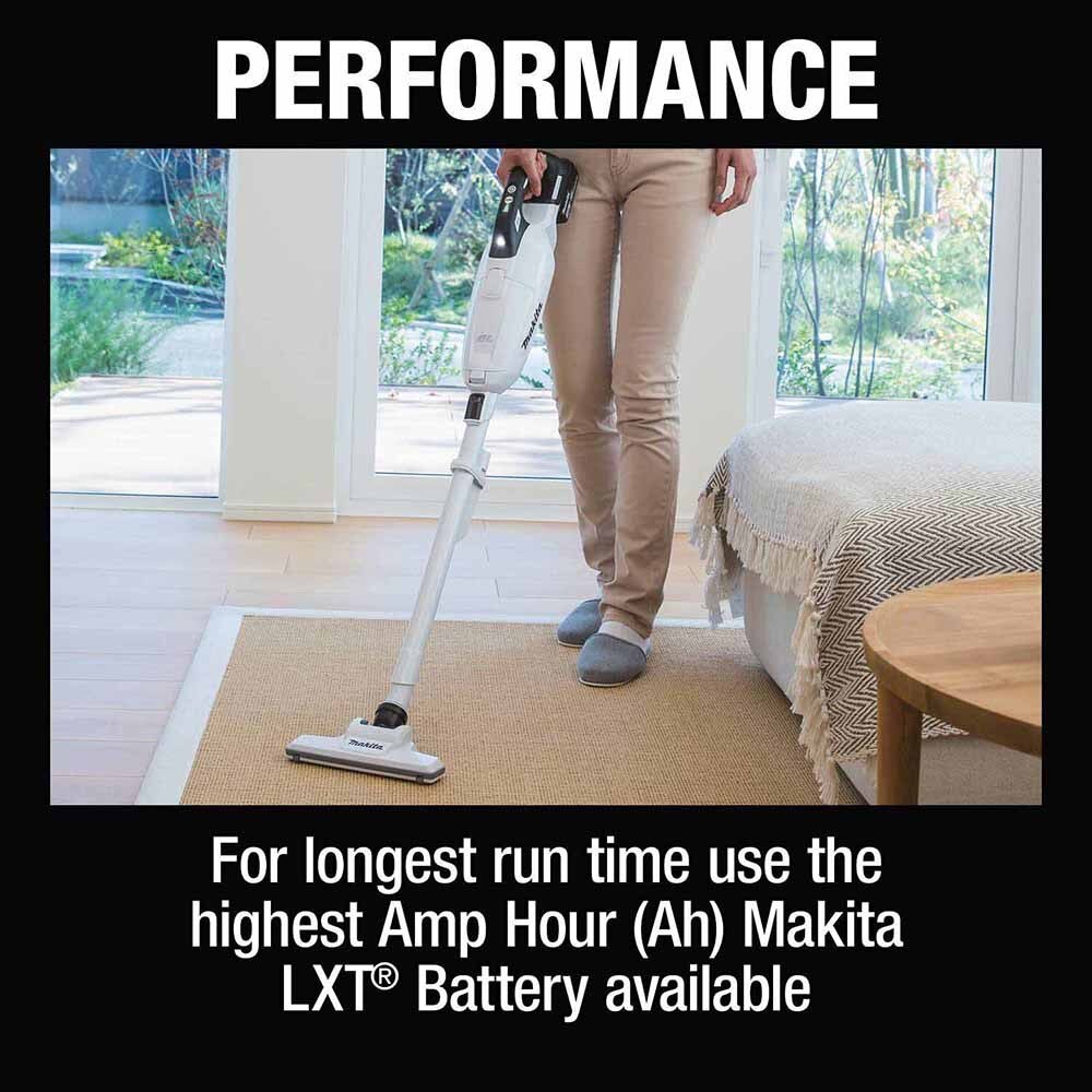 Makita XLC10R1W 18V LXT Lithium-ion Compact Brushless Cordless 4 -Speed Vacuum Kit, w/ Push Button and Dust Bag (2.0Ah) - 12