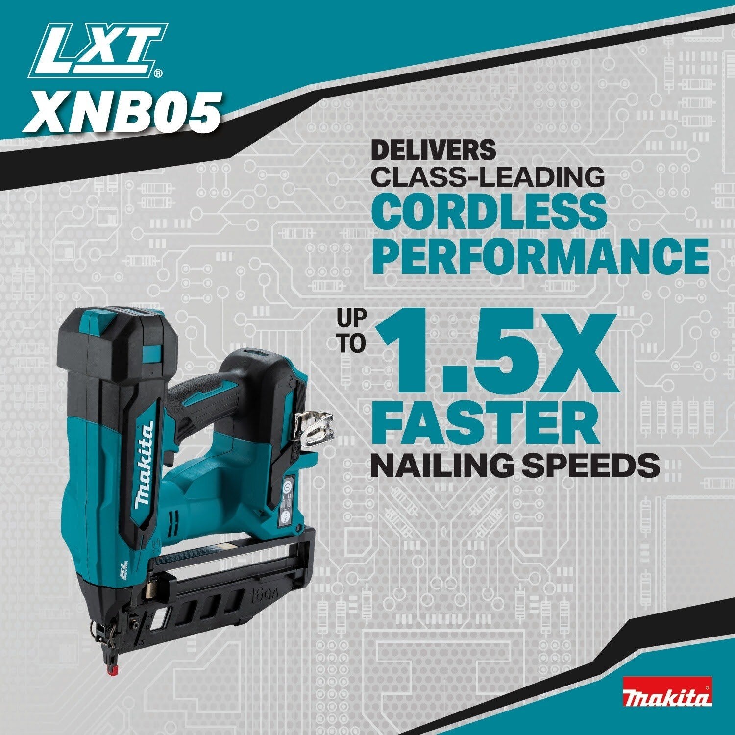 Makita XNB05Z 18V LXT Brushless Cordless 2-1/2" 16 Gauge Straight Finish Nailer, Tool Only - 3