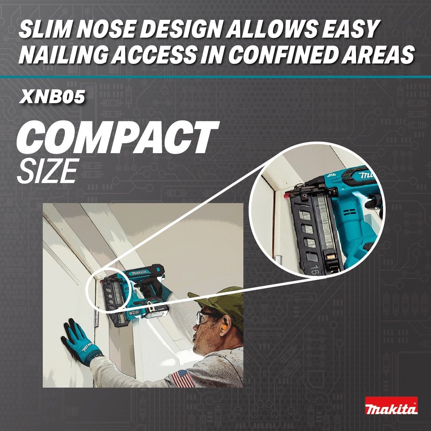 Makita XNB05Z 18V LXT Brushless Cordless 2-1/2" 16 Gauge Straight Finish Nailer, Tool Only - 9