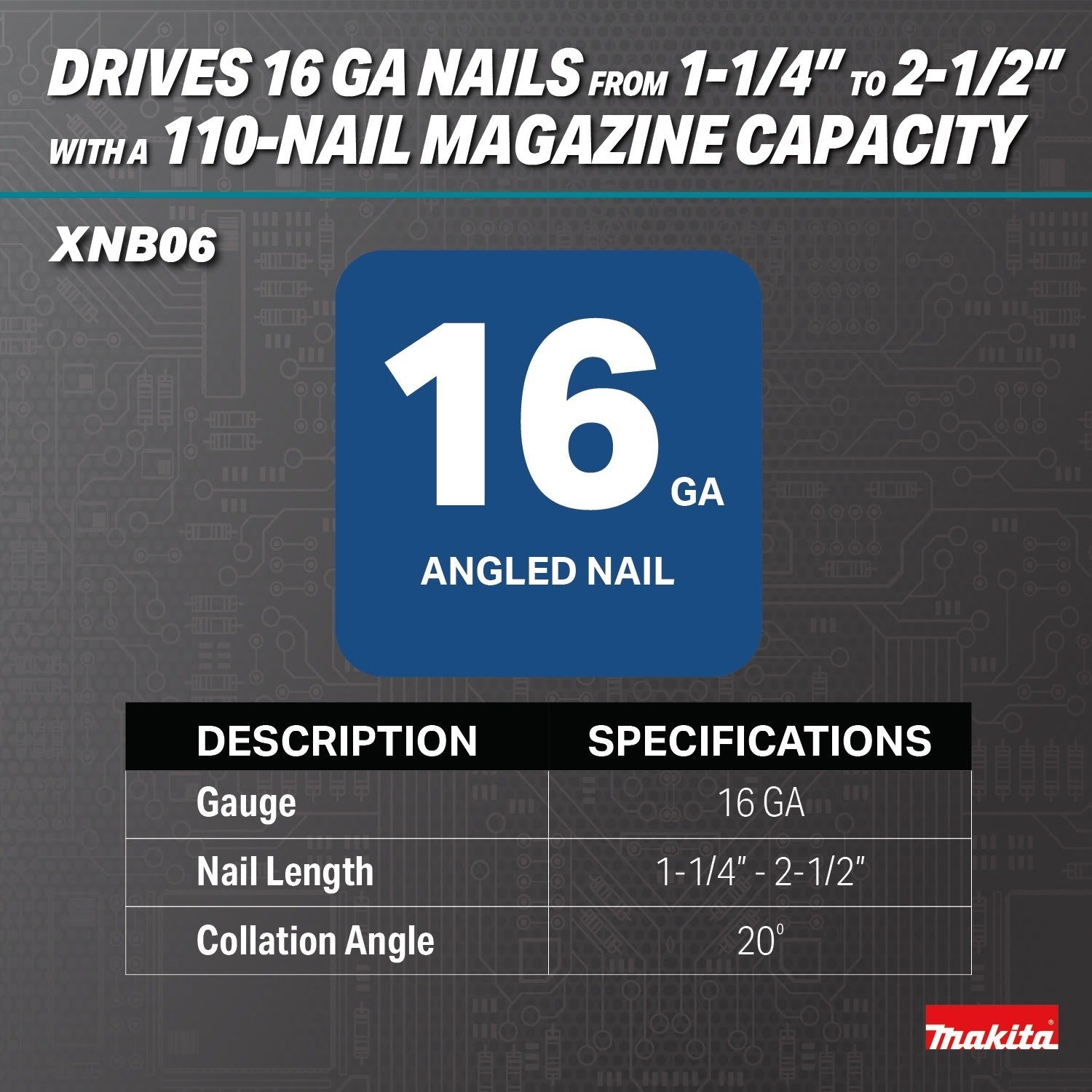 Makita XNB06Z 18V LXT Lithium-Ion Brushless Cordless 2-1/2” Angled Finish Nailer, 16 Gauge, Tool Only - 4