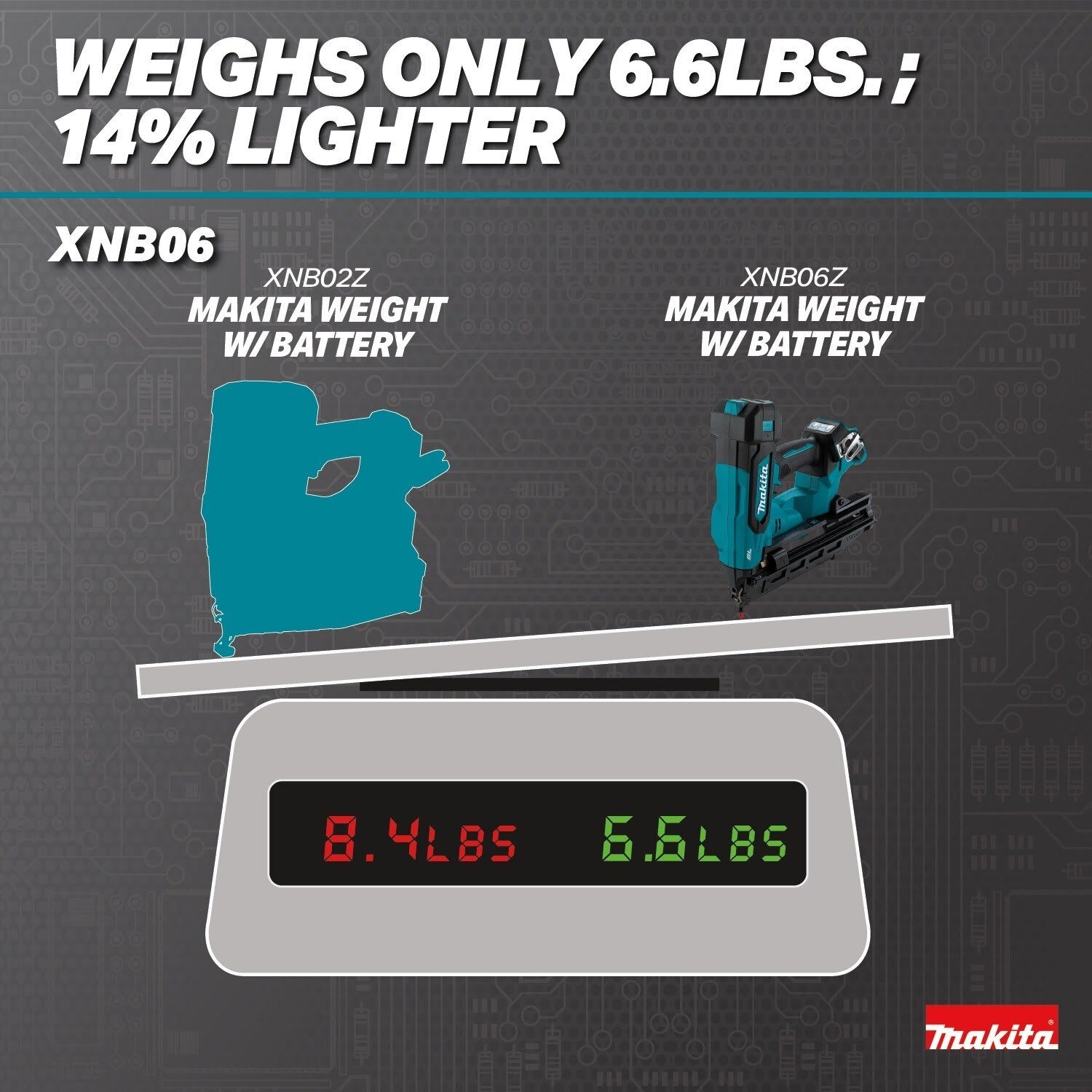 Makita XNB06Z 18V LXT Lithium-Ion Brushless Cordless 2-1/2” Angled Finish Nailer, 16 Gauge, Tool Only - 8
