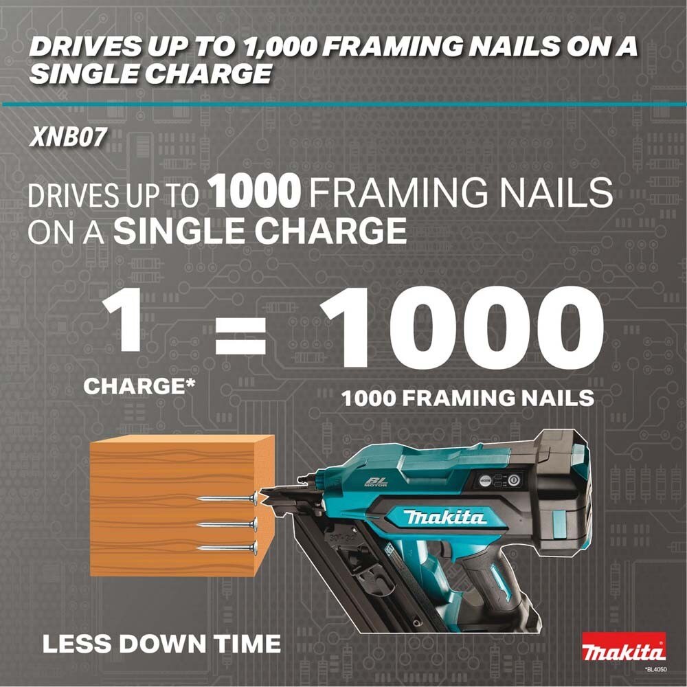 Makita XNB07Z 30 Degree Clipped Head 3-1/2 in. Framing Nailer, Tool Only (Bare Tool) - 4