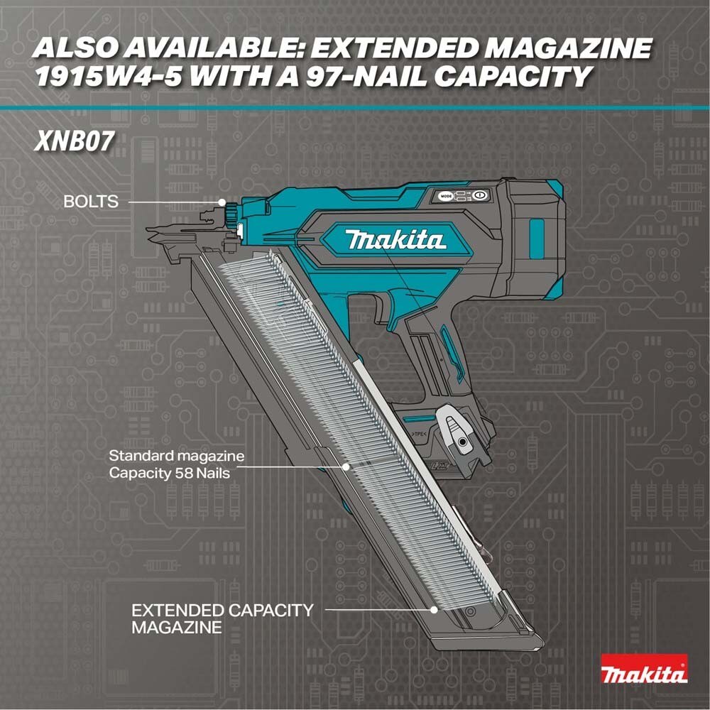 Makita XNB07Z 30 Degree Clipped Head 3-1/2 in. Framing Nailer, Tool Only (Bare Tool) - 9