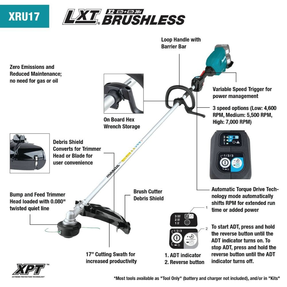 Makita XRU17PT 18V X2 (36V) String Trimmer Kit (5.0Ah) - 2