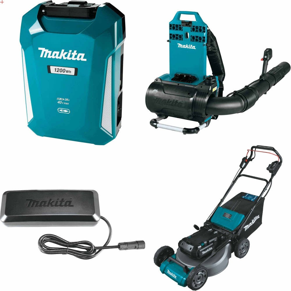 Makita PDC1200 Supply Kit W/ Backpack Blower and Charger and FREE Mower