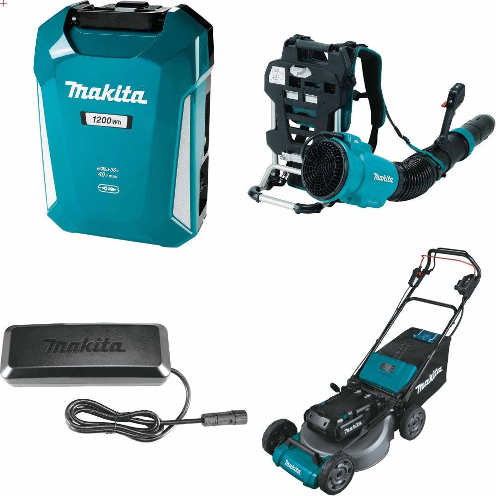 Makita PDC1200 Power Supply Kit W/ Blower, Charger and FREE Lawn Mower