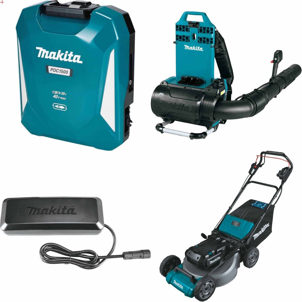Makita PDC1500 Power Supply Kit W/ Blower, Charger and FREE Lawn Mower