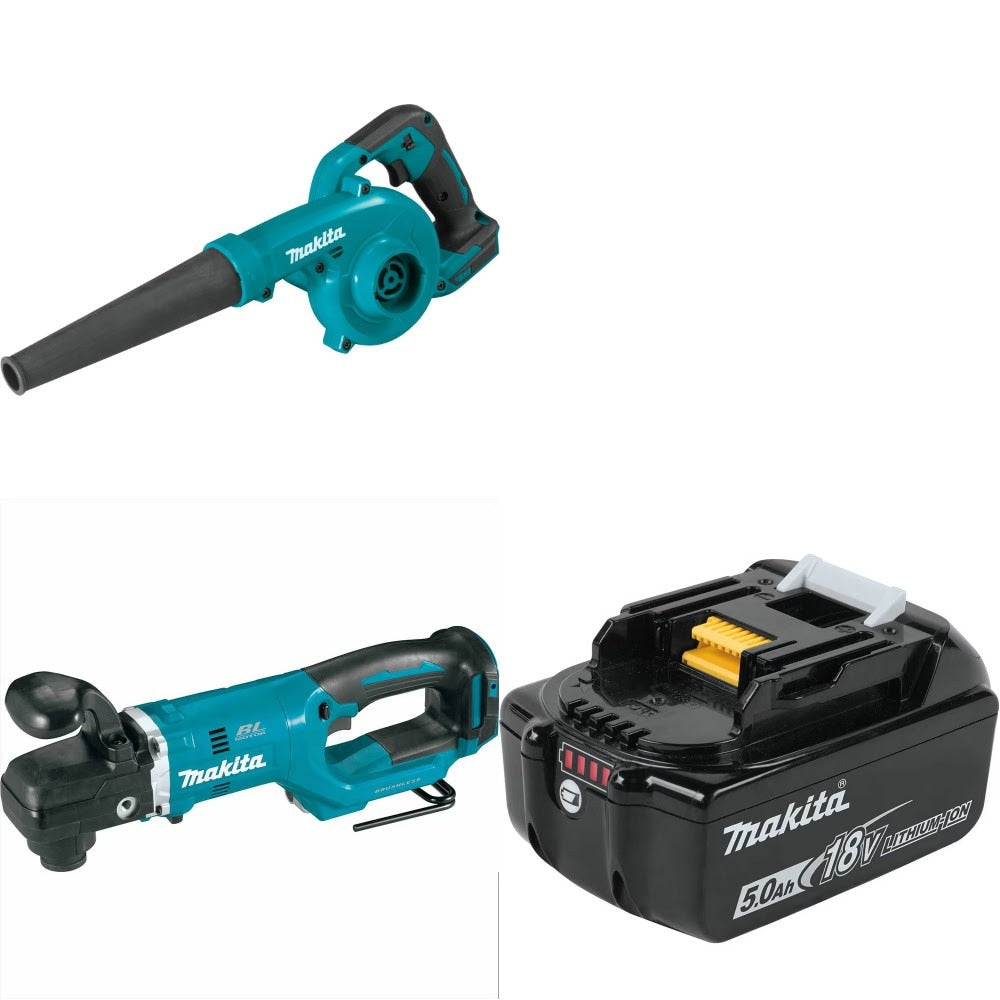 Makita XBU05Z 18V LXT Blower Kit W/ XAD06Z Right Angle Drill and FREE BL1850B Battery