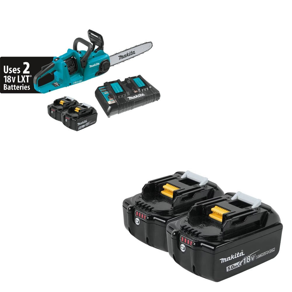 Makita XCU03PT 36V Chain Saw Kit W/ FREE BL1850B-2 5.0Ah Batteries, 2 Pack