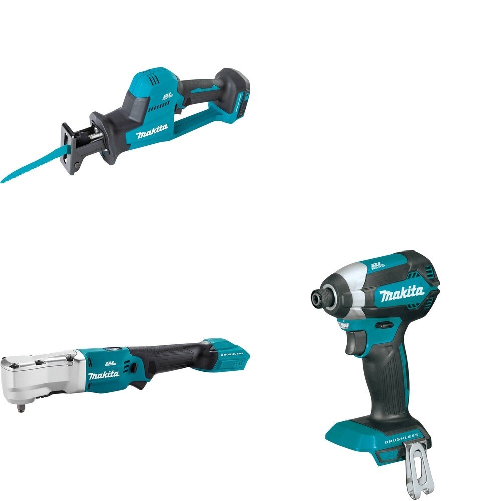 Makita XLT03Z Angle Impact Wrench W/ XRJ08Z Recipro Saw and FREE XDT13Z Impact Driver