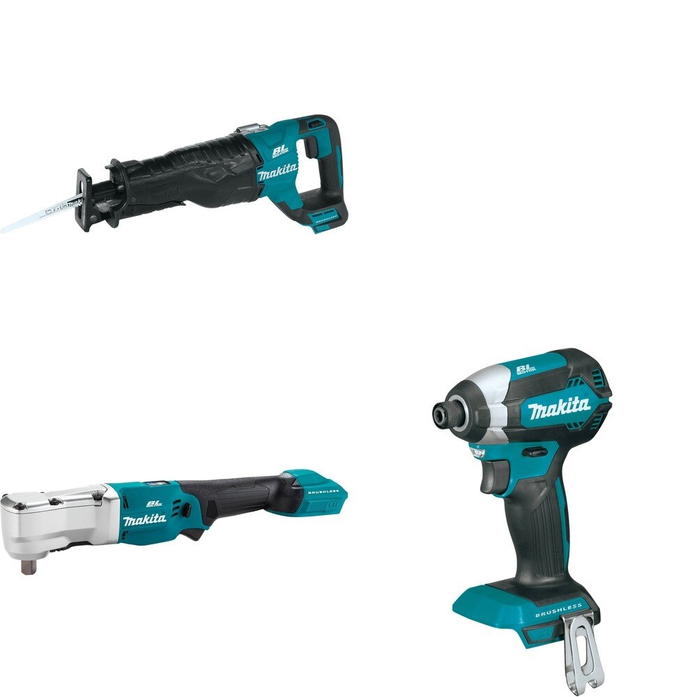 Makita XLT05Z Angle Impact Wrench W/ XRJ05Z Recipro Saw and FREE XDT13Z Impact Driver