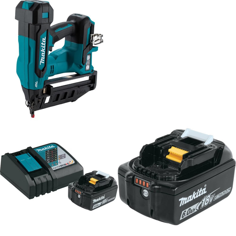 Makita XNB05Z 16 Ga Finish Nailer Kit W/ BL1850BDC1 Starter Pack and FREE BL1860B Battery