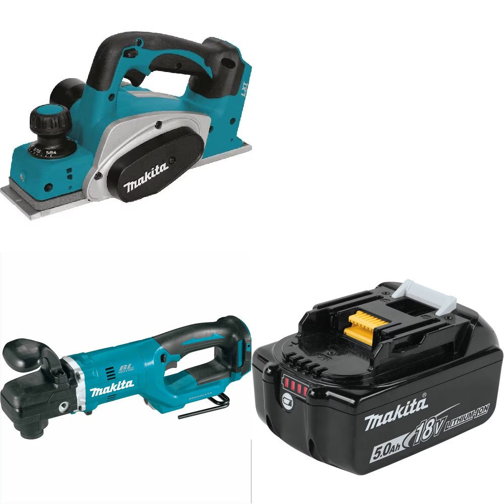 Makita XPK01Z 18V Planer Kit W/ XAD06Z Right Angle Drill and FREE BL1850B Battery