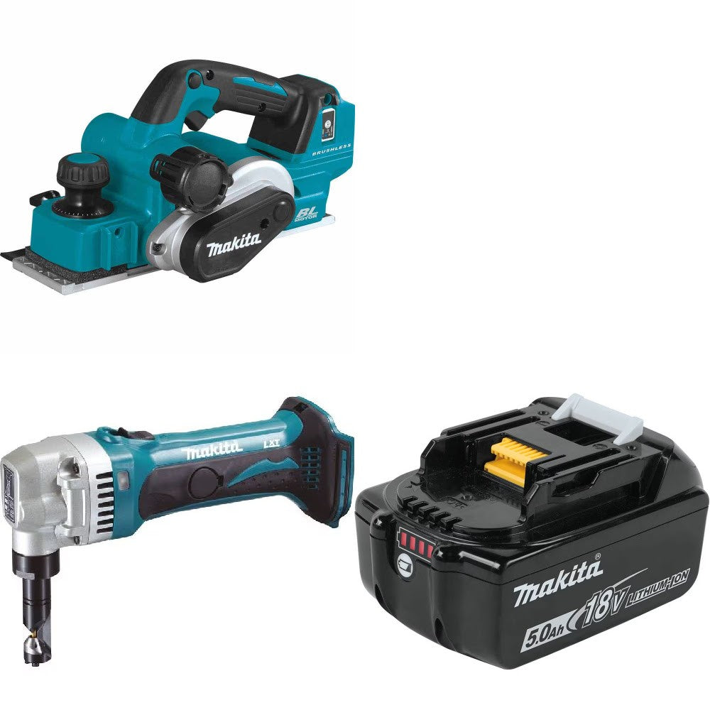 Makita XPK02Z Planer Kit W/ XNJ01Z Nibbler and FREE BL1850B Battery
