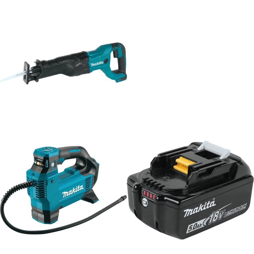Makita XRJ04Z Recip Saw Kit W/ DMP181ZX Inflator and FREE BL1850B Battery