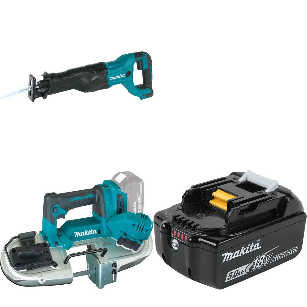 Makita XRJ04Z Recip Saw Kit W/ XBP04Z Band Saw and FREE BL1850B Battery
