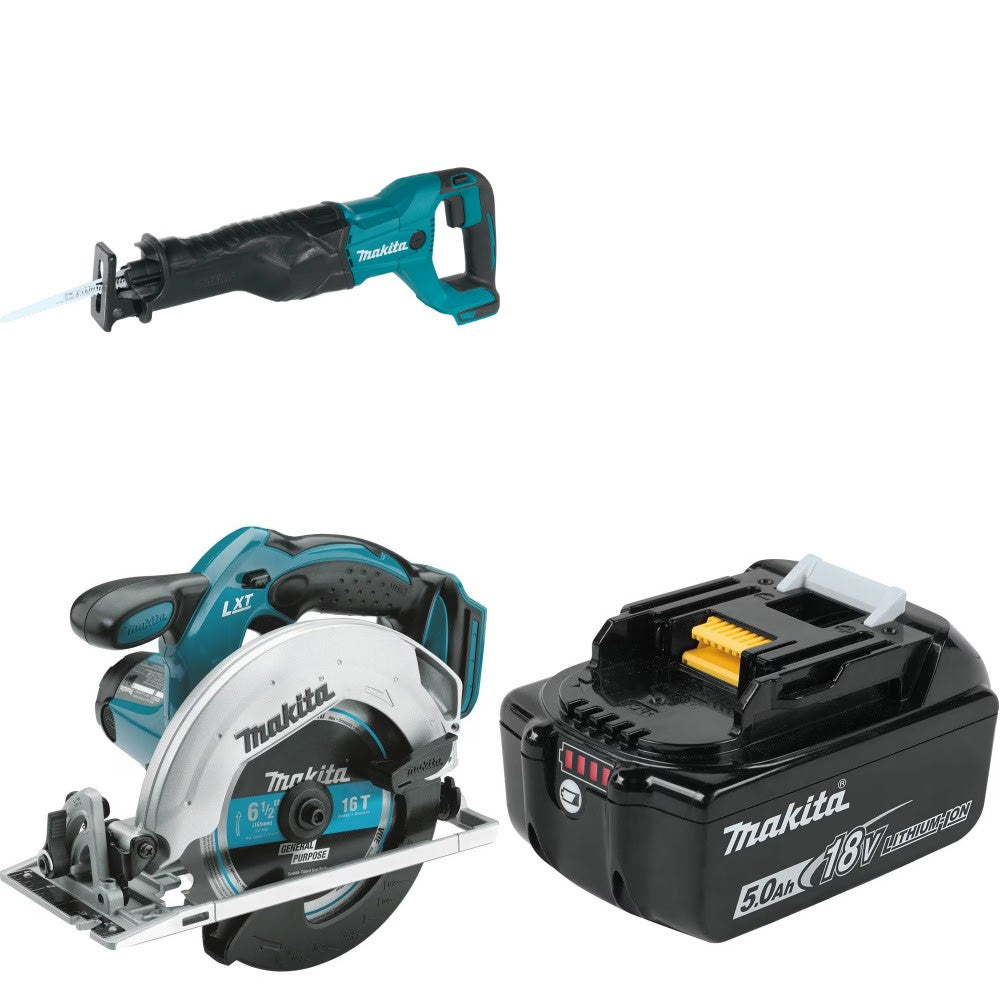 Makita XRJ04Z Recip Saw Kit W/ XSS02Z 6-1/2" Circular Saw and FREE BL1850B Battery