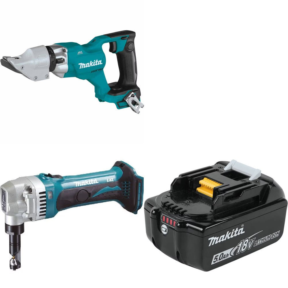 Makita XSJ03Z Straight Shear Kit W/ XNJ01Z Nibbler and FREE BL1850B Battery