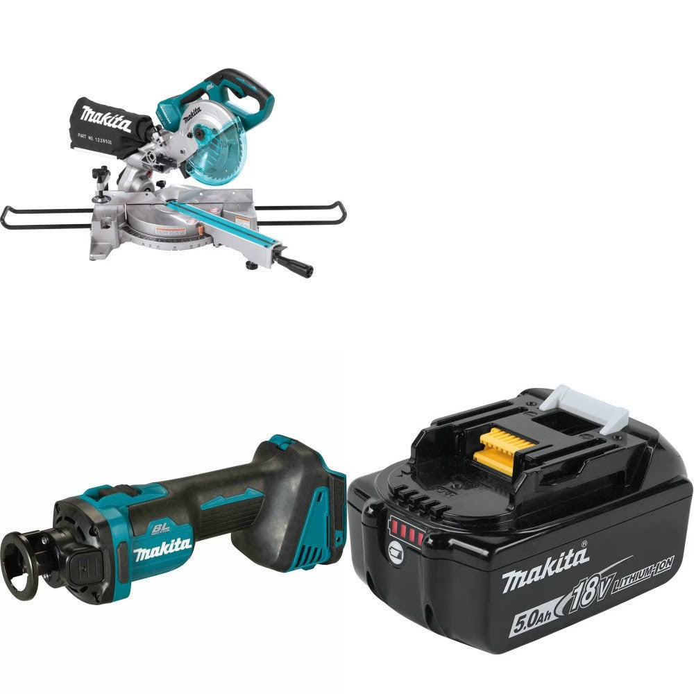 Makita XSL02Z Miter Saw Kit W/ XOC02Z Cut-Out Tool and FREE BL1850B Battery