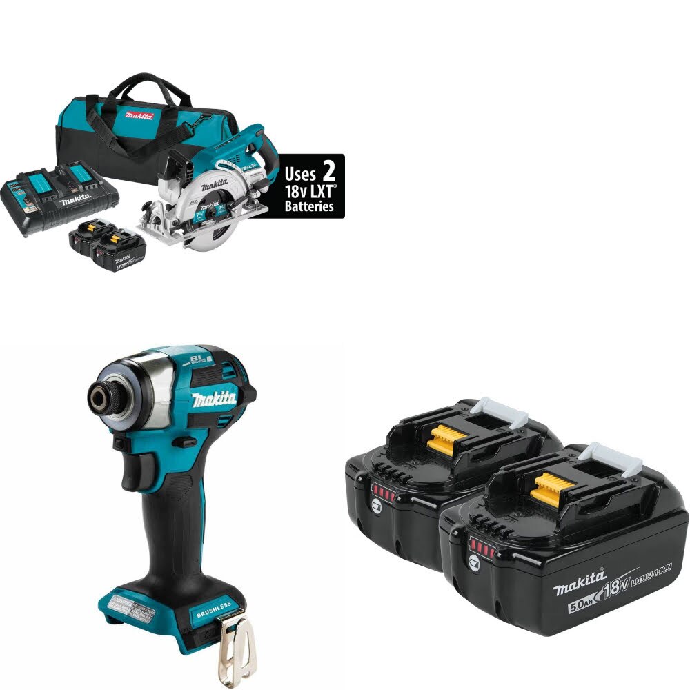 Makita XSR01PT Rear Handle Saw Kit W/ XDT20Z Impact Driver and FREE BL1850B-2, 2 Pack