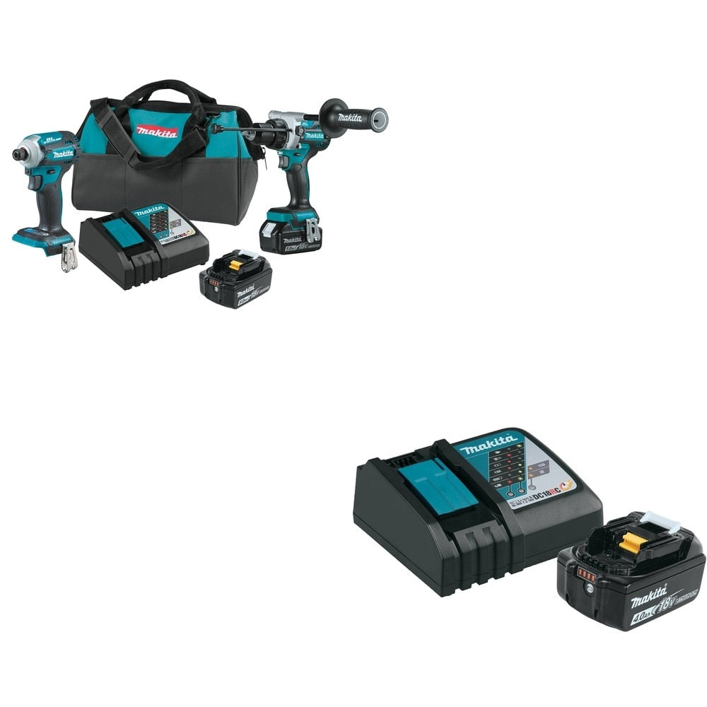 Makita XT288T 2-Pc. Combo W/ BL1840BDC1 18V LXT Lithium-Ion Battery and Charger Starter Pack