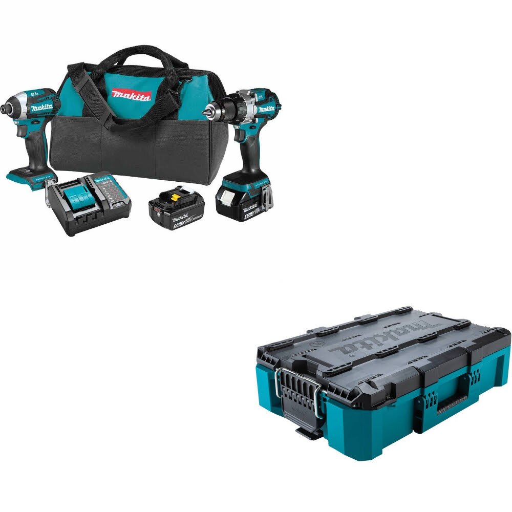 Makita XT296ST 18V LXT 2?Pc Combo Kit W/ FREE T-90037 MAKTRAK Medium Tool Box