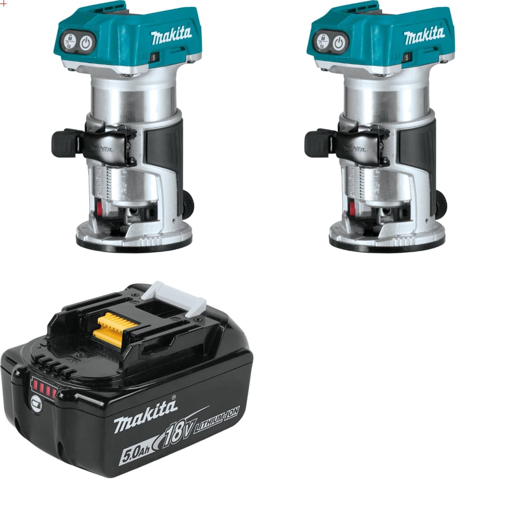 Makita XTR01Z 18V Router 2-Pack, Bare Tool w/ FREE BL1850B 18V 5.0Ah Battery