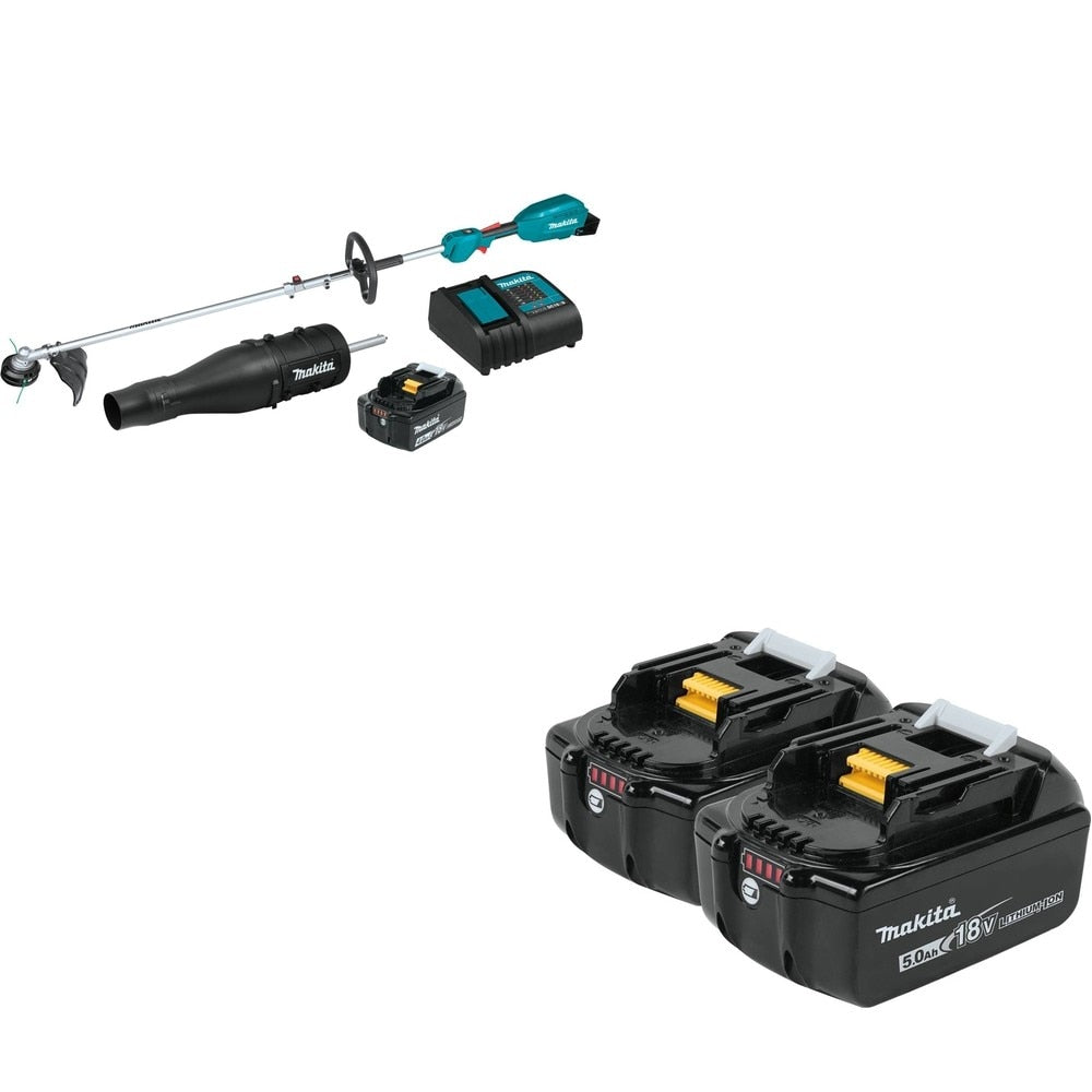 Makita XUX02SM1X3 18V LXT Couple Shaft Power Head Kit w/ Attachments W/ BL1850B-2 5.0Ah Battery