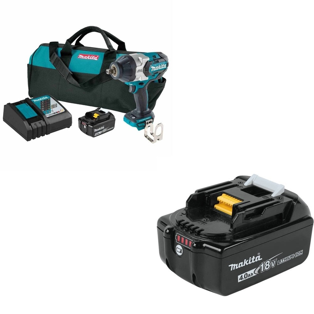 Makita XWT19T 3-Speed 1/2" Sq. Drive Impact Wrench Kit w/ Detent Anvil W/ BL1840B 4.0Ah Battery
