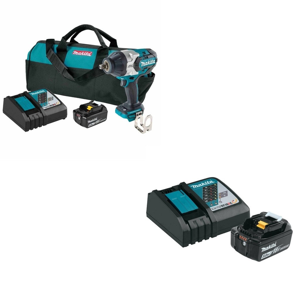 Makita XWT19T 3-Speed 1/2" Sq. Drive Impact Wrench Kit w/ Detent Anvil W/ BL1850BDC1 Battery