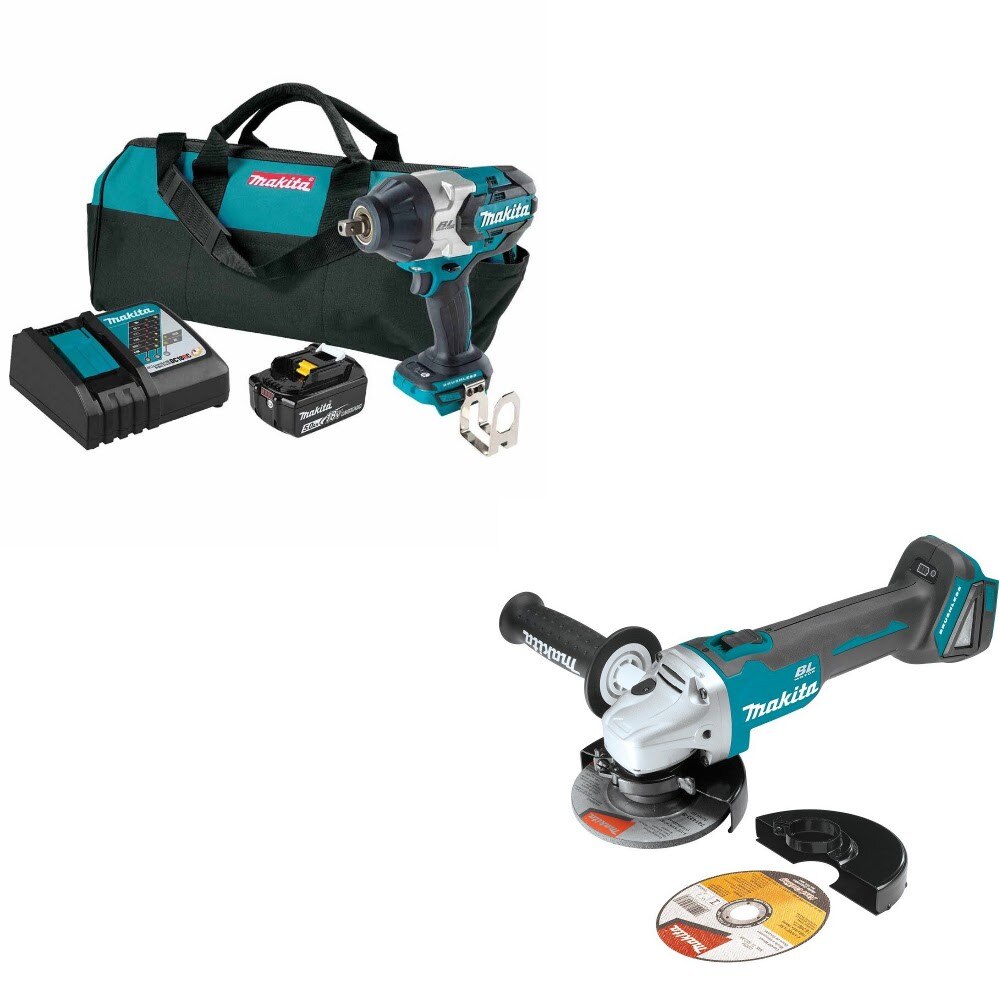 Makita XWT19T Impact Wrench Kit W/ FREE XAG04Z 4-1/2"/5" Grinder